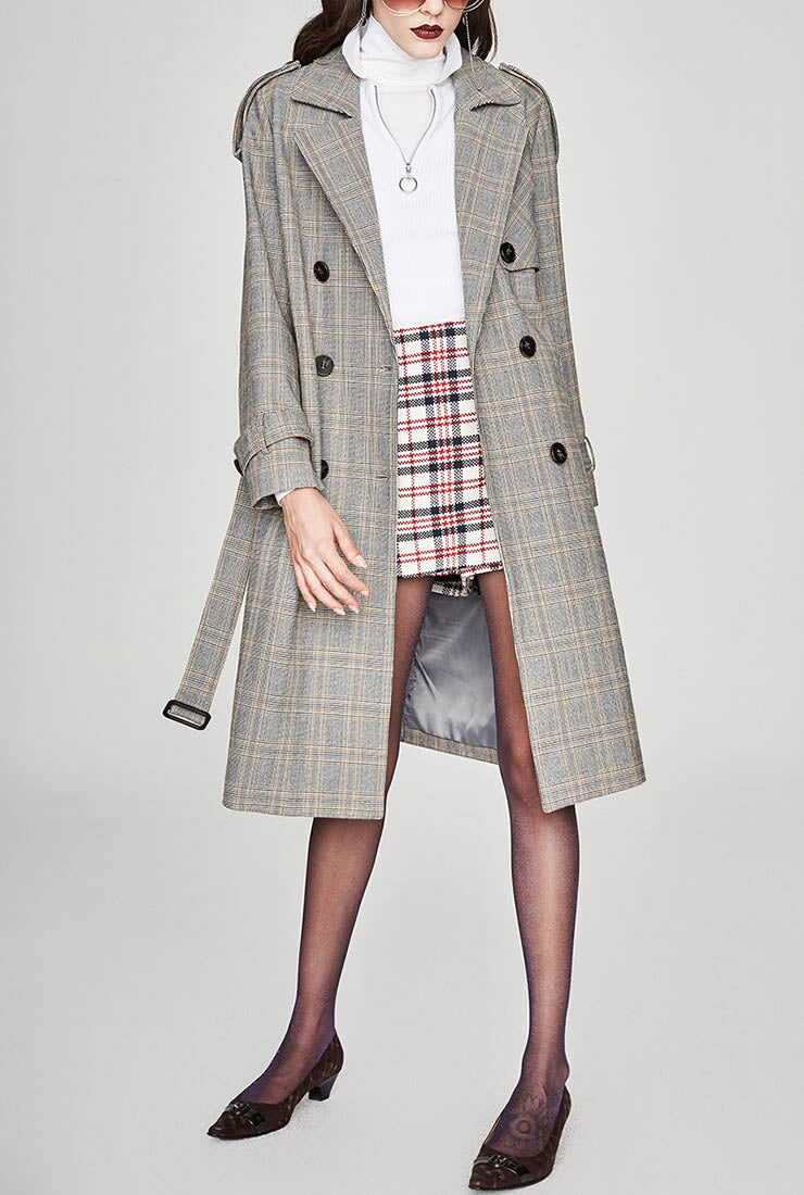 Sandro roselier on sale plaid trench coat