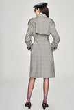 Double-breasted Long Plaid Trench Coat