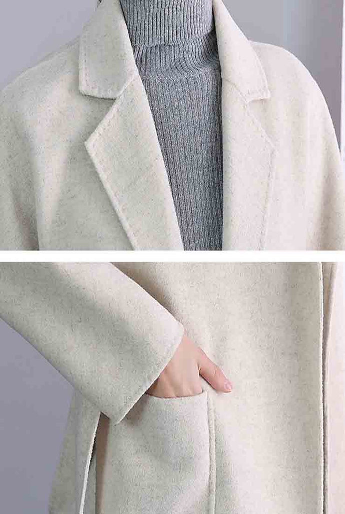 Double-faced Cashmere Slim Woolen Long Coat