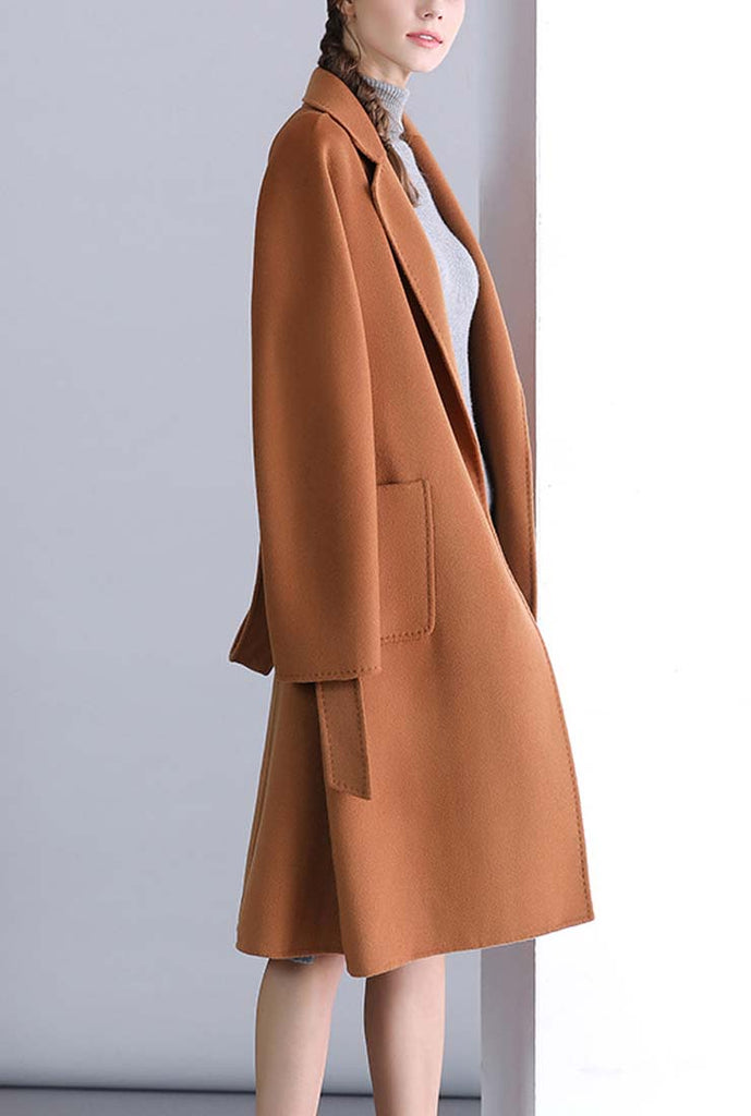 Double-faced Cashmere Slim Woolen Long Coat