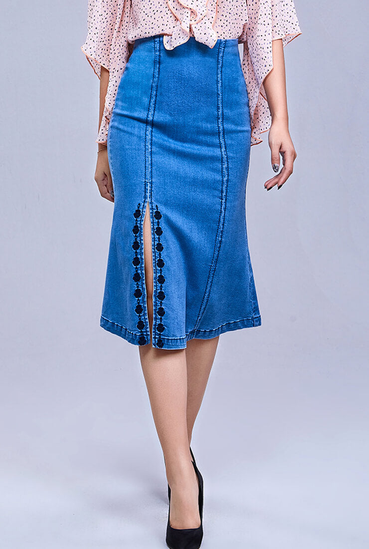 Embroidered fishtail skirt sale