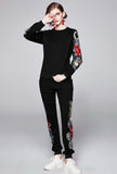 Embroidered Long Sleeve Top & Joggers Suits