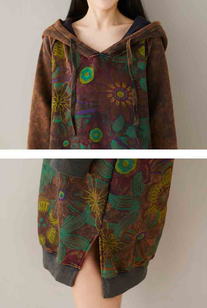 Ethnic Floral Hoodies Sweatshirts Dress