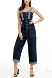Fashion Black Denim Jumpsuit