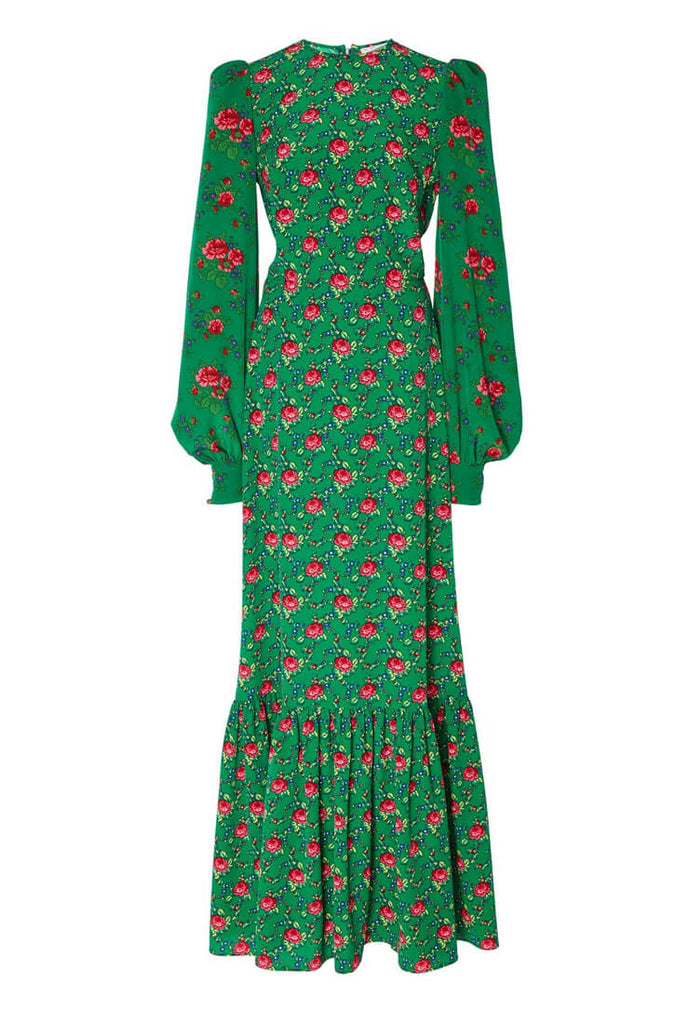 Fashion Green Print Long Sleeve Maxi Dress