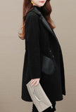 Faux Leather Mid-Length Trench Coat With Fur