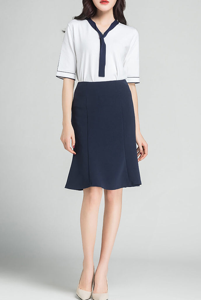  Fishtail Solid Color Sheath Skirt