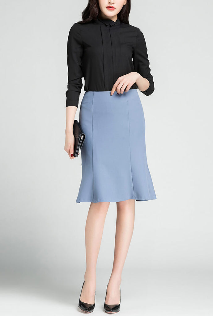  Fishtail Solid Color Sheath Skirt