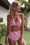 Floral Print Bikini Top & High Waist Bottom Swim Suit