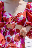 Floral Printed Long-sleeve Bikini Top And High-waist Bottom