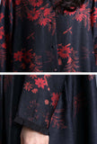 Flounce Neck Floral Print Single-breasted Long Coat