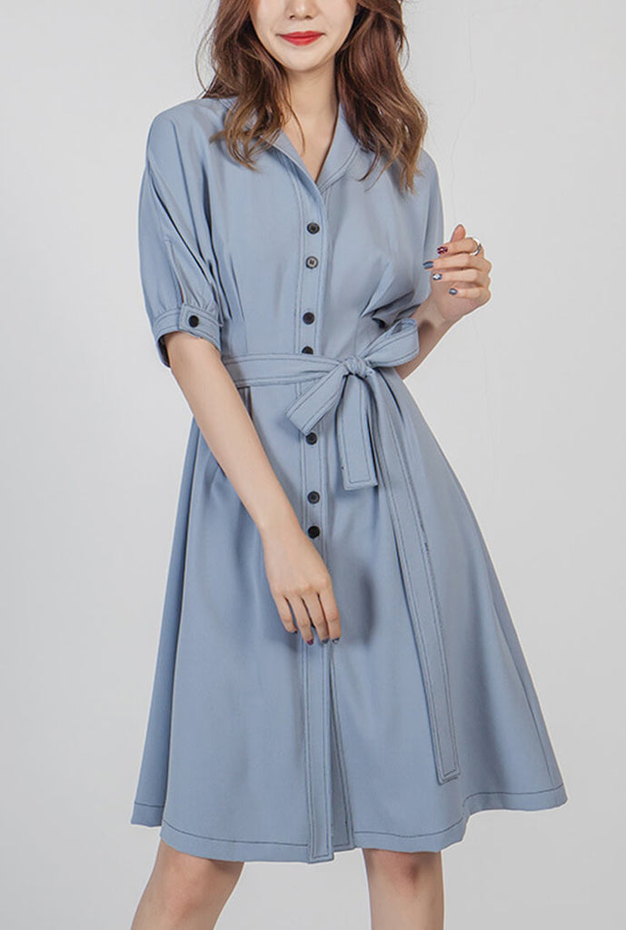French Contrast Line Tea Dress