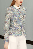 Fringe Trim Wool Blend Little Tweed Jacket