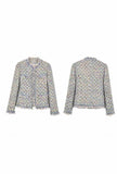 Fringe Trim Wool Blend Little Tweed Jacket