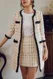 Front Pockets Mid-length Tweed Coat