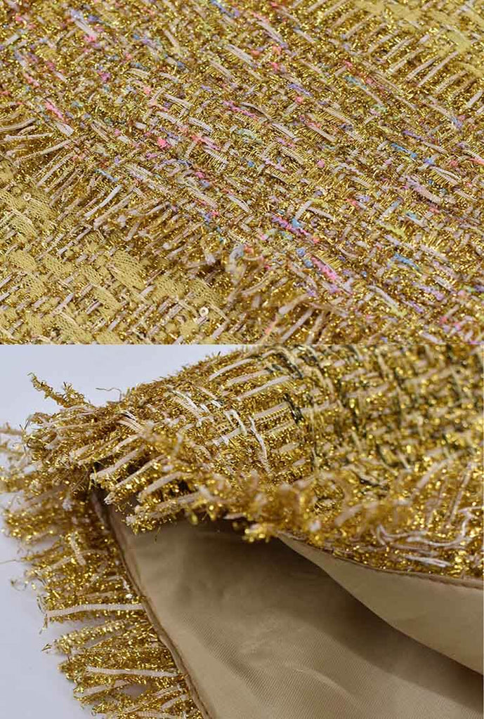 Gold Bright Silk A-line Cropped Sleeve Mini Dress