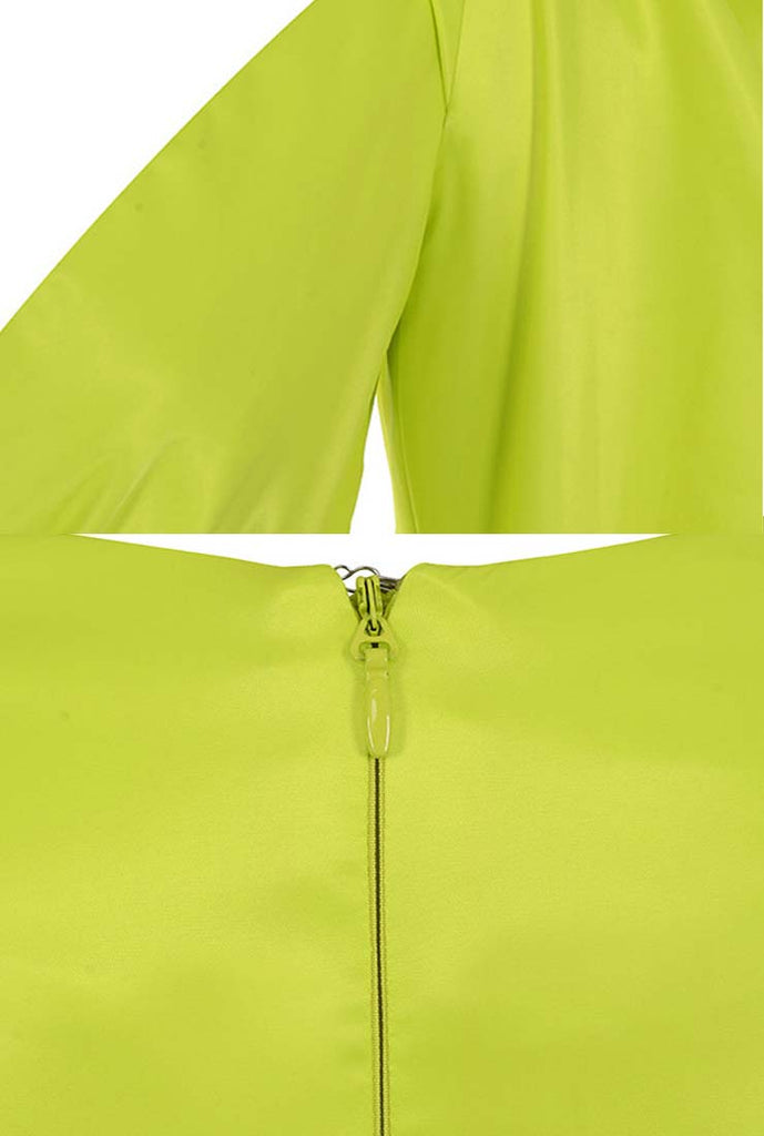 Green Long Sleeve V-Neck Mini Dress