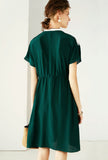 Green Printed Silk Midi Dress
