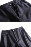 High-waist PU Leather Short Wide Pants