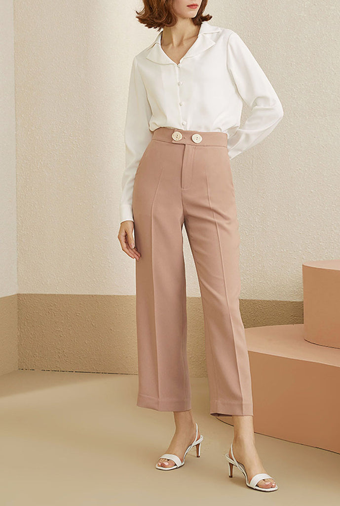 High-waist Straight Loose Cropped Suit Pants