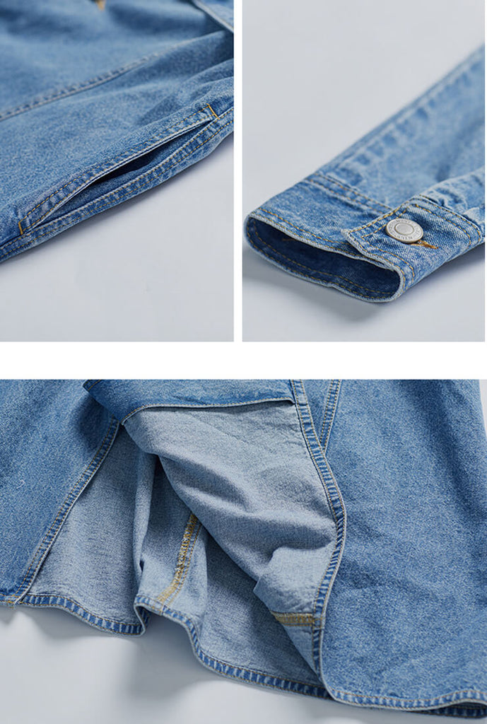 High Waist Denim Shirt Long Dress