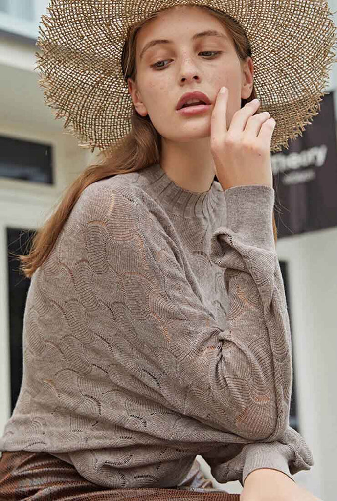 Hollow Solid Color Pullover Sweater