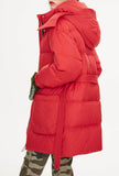 Hooded  Belted Down Puffer Long Jacket