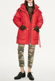 Hooded Belted Down Puffer Long Warm Jacket