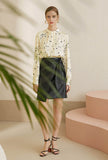 Irregular Leather High Waist A-line Skirt