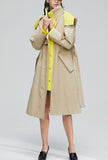 Solid Color Detachable Hooded Trench Coat