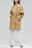 Khaki Loose Mid-length Trench Coat