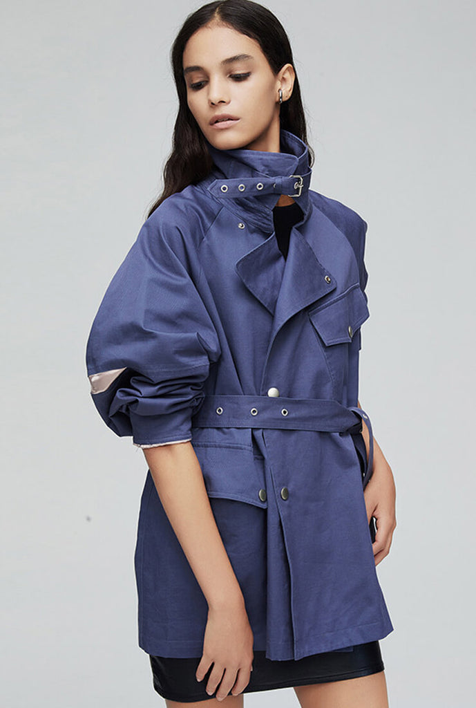 Khaki Waist Short Trench Coat