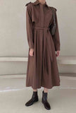Lapel Collar Belted Trench Coat With Epaulette