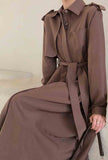 Lapel Collar Belted Trench Coat With Epaulette