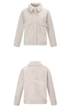 Lapel Collar Single-breasted Woolen Short Jacket