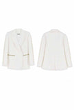 Lapel Collar White Little Tweed Jacket