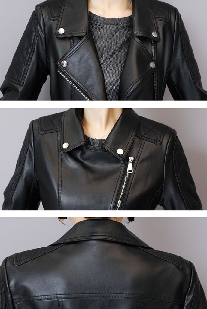 Lapel Slim-fit Leather Jacket
