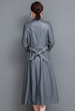 Leather Lace-up Long Trench Coat