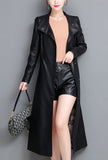 Leather Lace-up Long Trench Coat