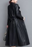 Leather Lace-up Long Trench Coat