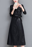 Leather Lace-up Long Trench Coat