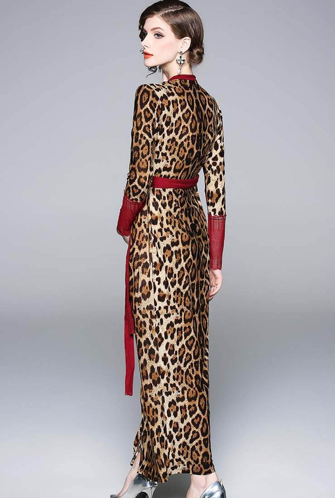 Leopard V-neck Sexy Maxi Dress