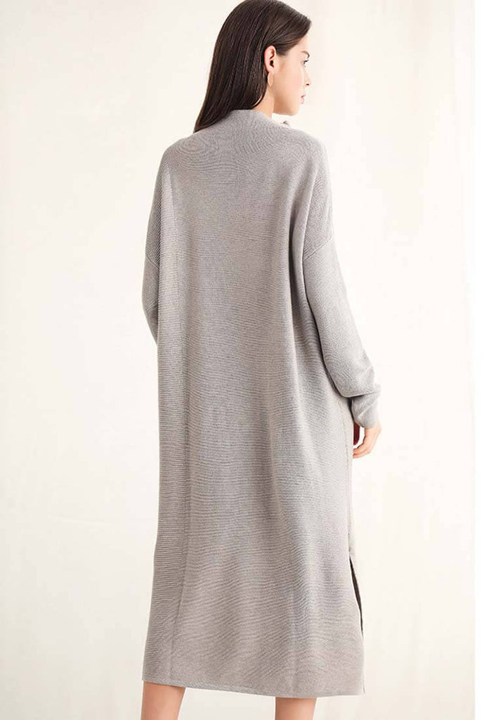 Long Sleeve Loose Sweater Midi Dress