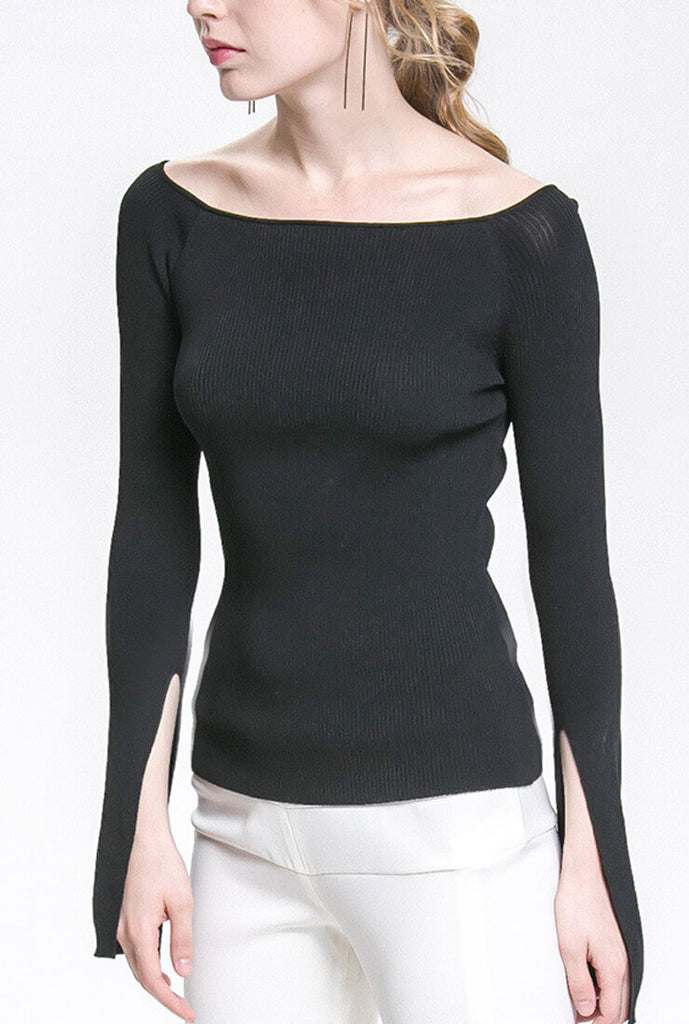 Long Sleeved Off The Shoulder Pullover Sweater