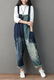 Loose-Fit Distressed Ripped Denim Wide-leg Overalls