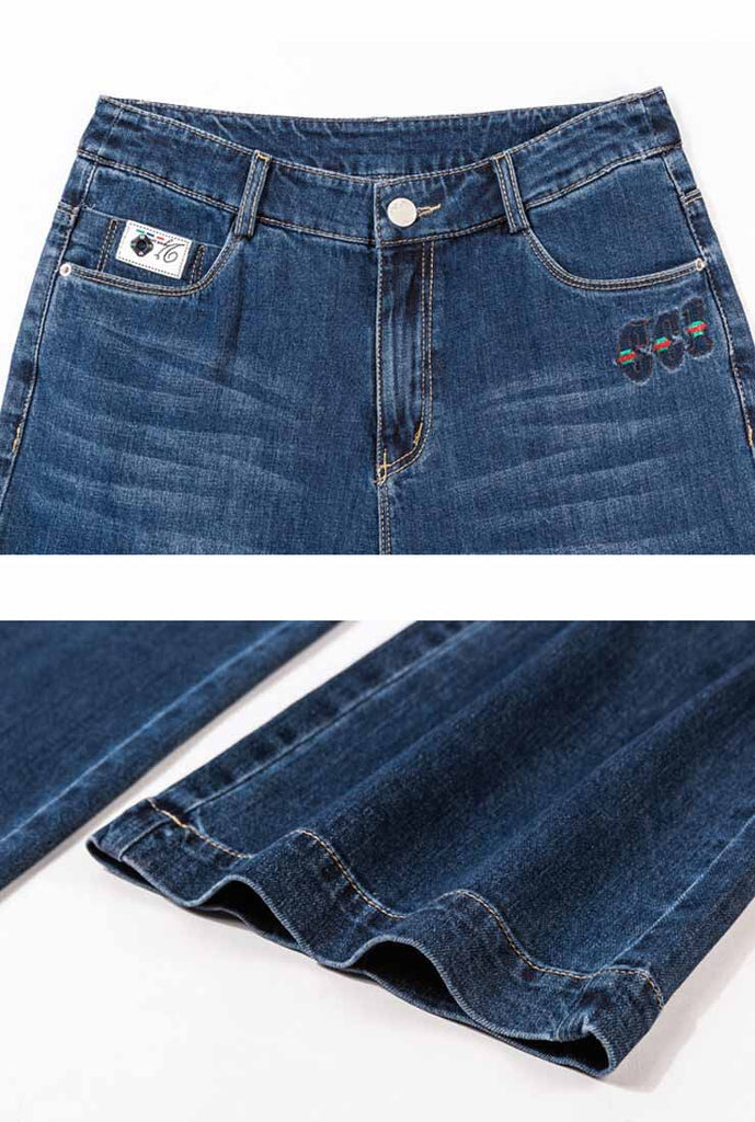 Loose Straight Wide Blue Jeans