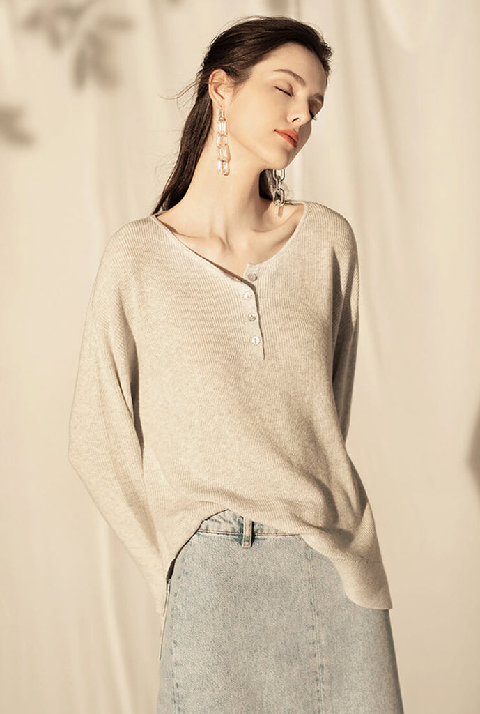 Loose Wool Knit Pullover Sweater