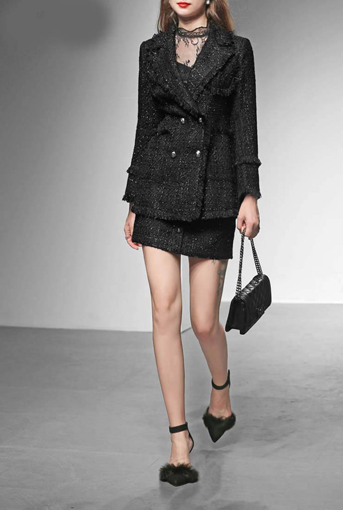 Luxury Fine Tweed Jacket And Skirt Set