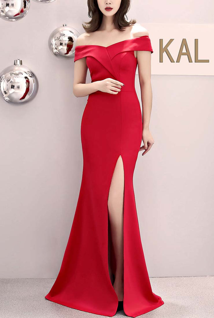 One-shoulder Fishtail Statin Cocktail & Party Dress