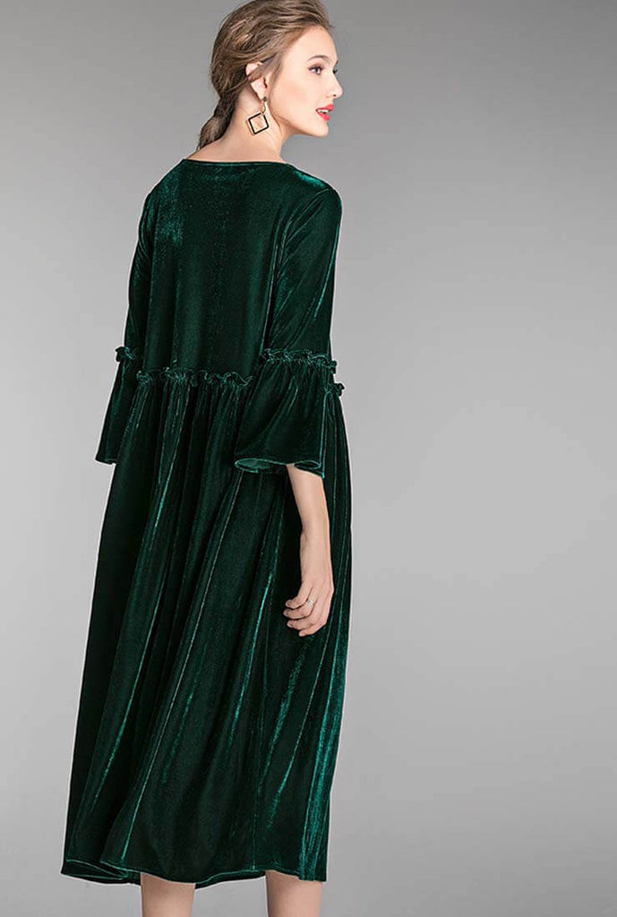Oversize Loose Velvet Midi Casual Dress